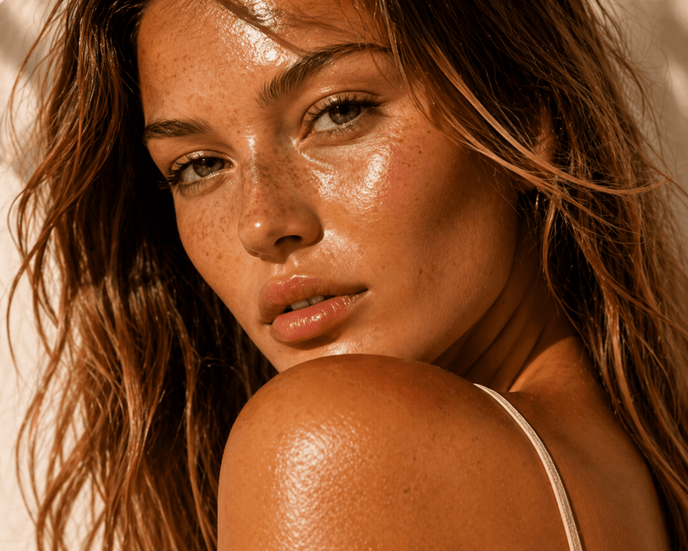 Sun-kissed freckled glow — golden hour portrait
