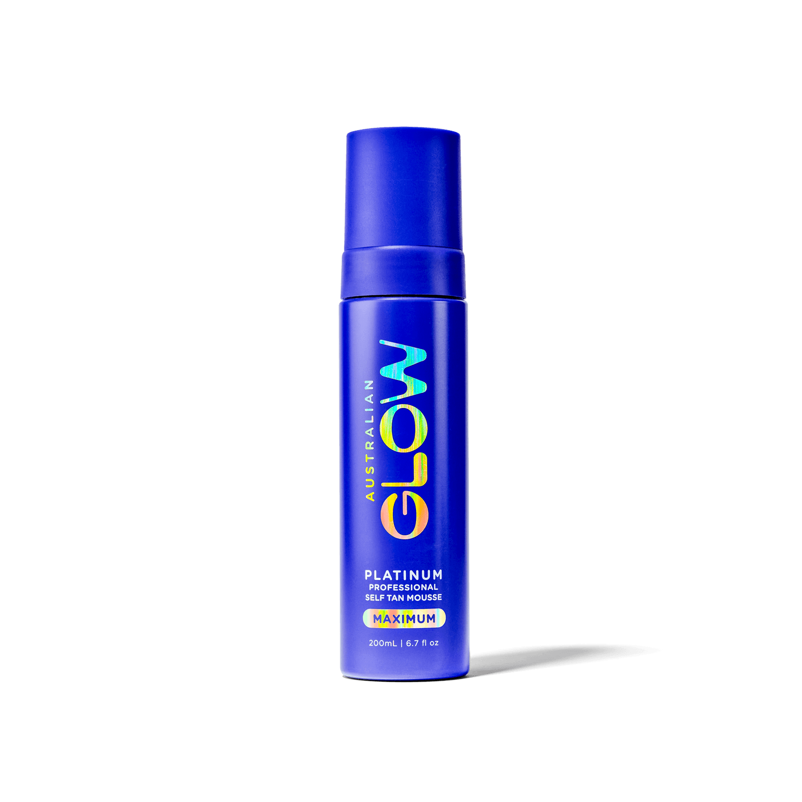 Platinum Maximum Tan cobalt bottle on cream background